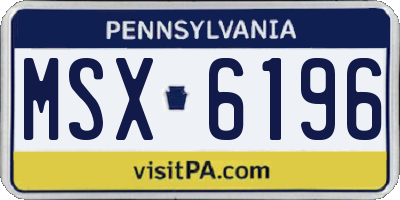 PA license plate MSX6196