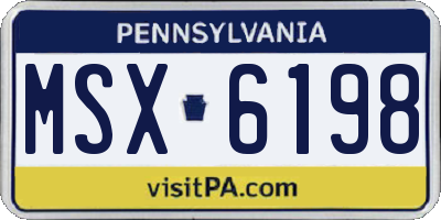 PA license plate MSX6198