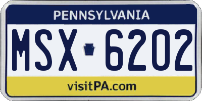 PA license plate MSX6202