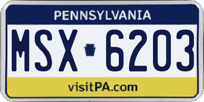 PA license plate MSX6203