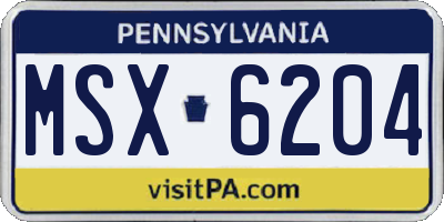 PA license plate MSX6204