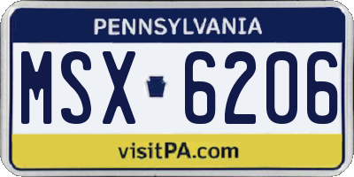 PA license plate MSX6206