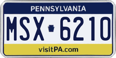 PA license plate MSX6210