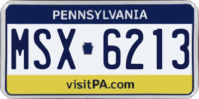 PA license plate MSX6213