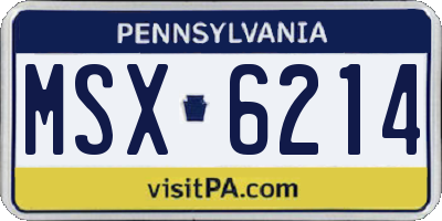 PA license plate MSX6214