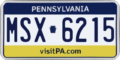 PA license plate MSX6215