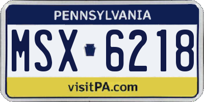 PA license plate MSX6218