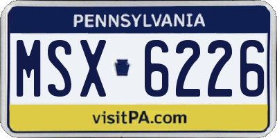 PA license plate MSX6226