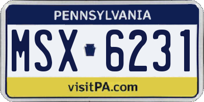PA license plate MSX6231