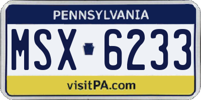 PA license plate MSX6233