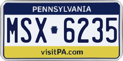 PA license plate MSX6235