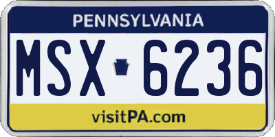 PA license plate MSX6236
