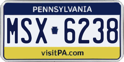 PA license plate MSX6238
