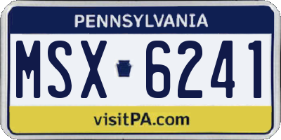 PA license plate MSX6241