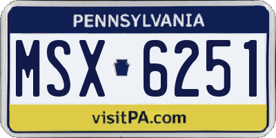 PA license plate MSX6251