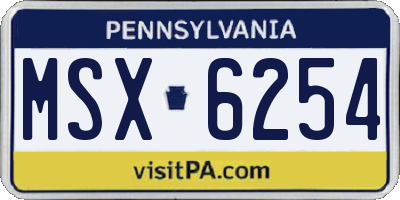 PA license plate MSX6254