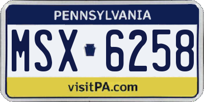 PA license plate MSX6258