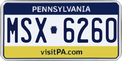PA license plate MSX6260