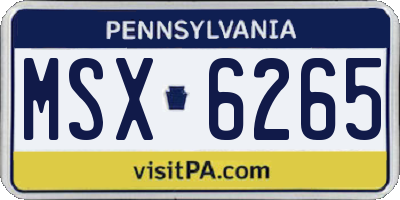 PA license plate MSX6265