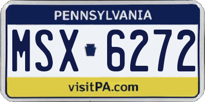 PA license plate MSX6272
