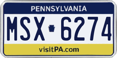 PA license plate MSX6274