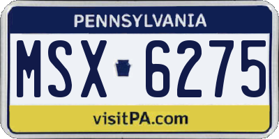 PA license plate MSX6275
