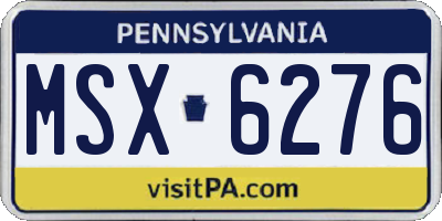 PA license plate MSX6276