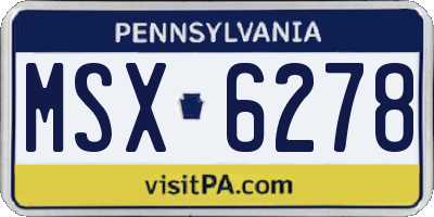 PA license plate MSX6278