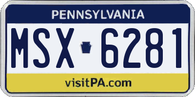 PA license plate MSX6281