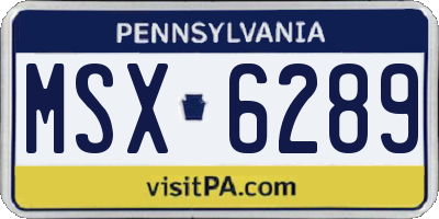PA license plate MSX6289