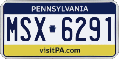 PA license plate MSX6291