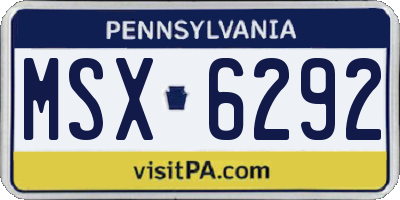 PA license plate MSX6292
