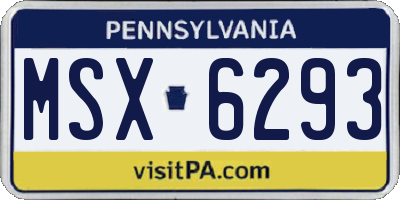 PA license plate MSX6293