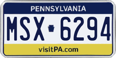 PA license plate MSX6294