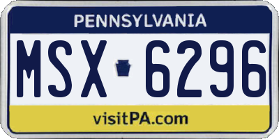 PA license plate MSX6296