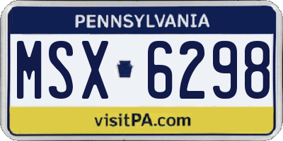 PA license plate MSX6298