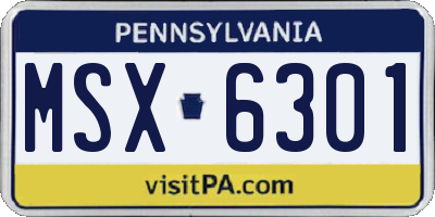 PA license plate MSX6301