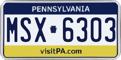 PA license plate MSX6303