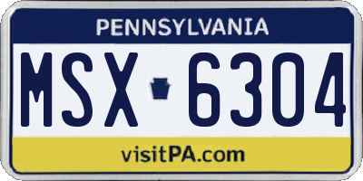 PA license plate MSX6304