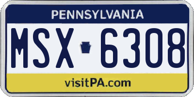 PA license plate MSX6308