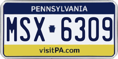 PA license plate MSX6309