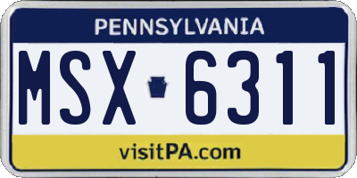 PA license plate MSX6311