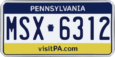 PA license plate MSX6312