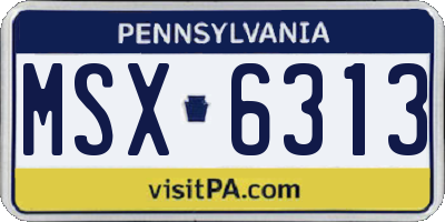 PA license plate MSX6313