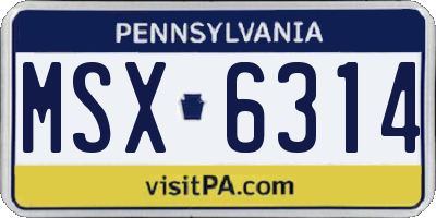PA license plate MSX6314