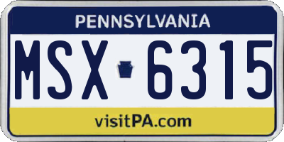 PA license plate MSX6315