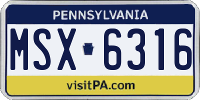 PA license plate MSX6316