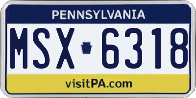 PA license plate MSX6318