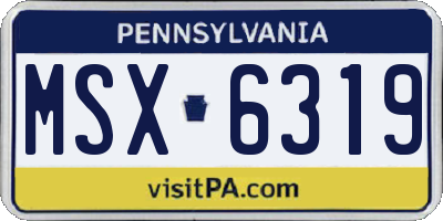 PA license plate MSX6319