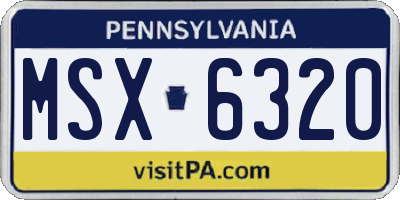 PA license plate MSX6320